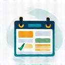 Icon representing flexible itineraries with calendar and checklist
